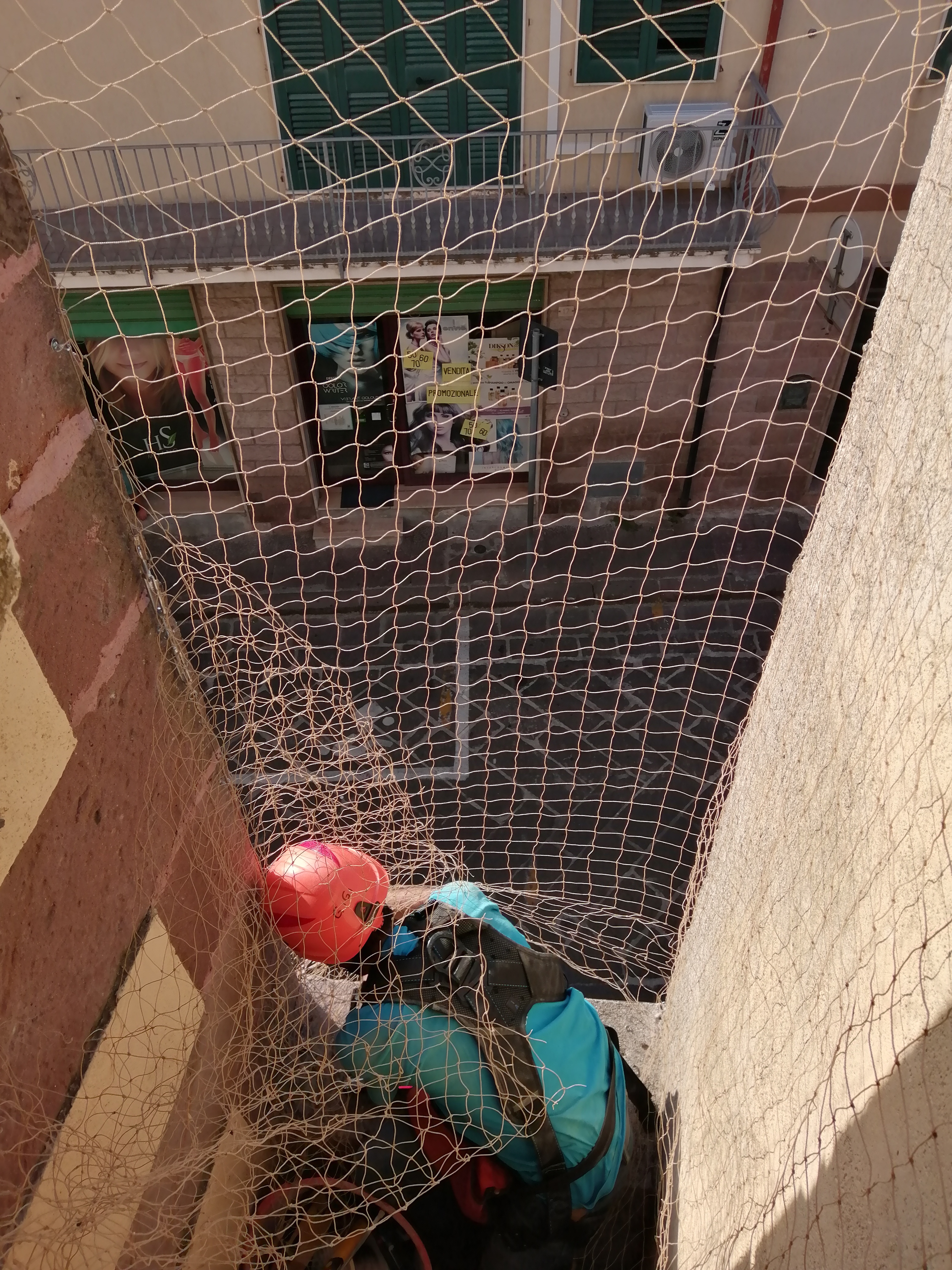 Lavoro di allontanamento piccioni su tetto residenziale